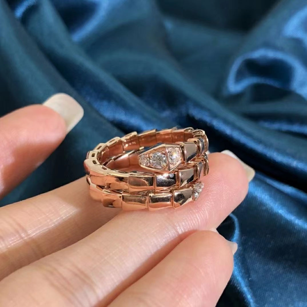 [✨Rose💎]BAGUE DOUBLE RANGÉE DE DIAMANTS SERPENTS