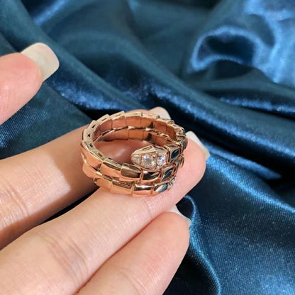 [✨Rose💎]BAGUE DOUBLE RANGÉE DE DIAMANTS SERPENTS