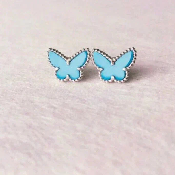 [✨Rose💎]BOUCLES D'OREILLES PAPILLON TURQUOISE ARGENT
