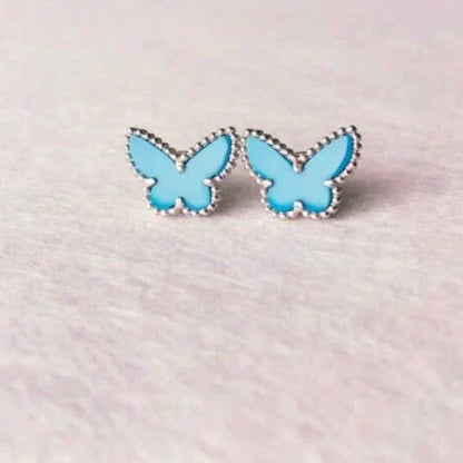 [✨Rose💎]BOUCLES D'OREILLES PAPILLON TURQUOISE ARGENT