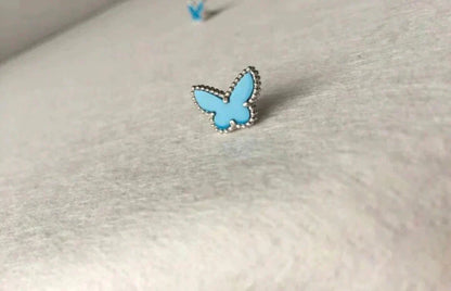 [✨Rose💎]BOUCLES D'OREILLES PAPILLON TURQUOISE ARGENT