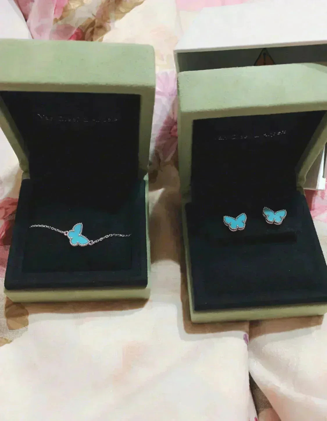 [✨Rose💎]BOUCLES D'OREILLES PAPILLON TURQUOISE ARGENT