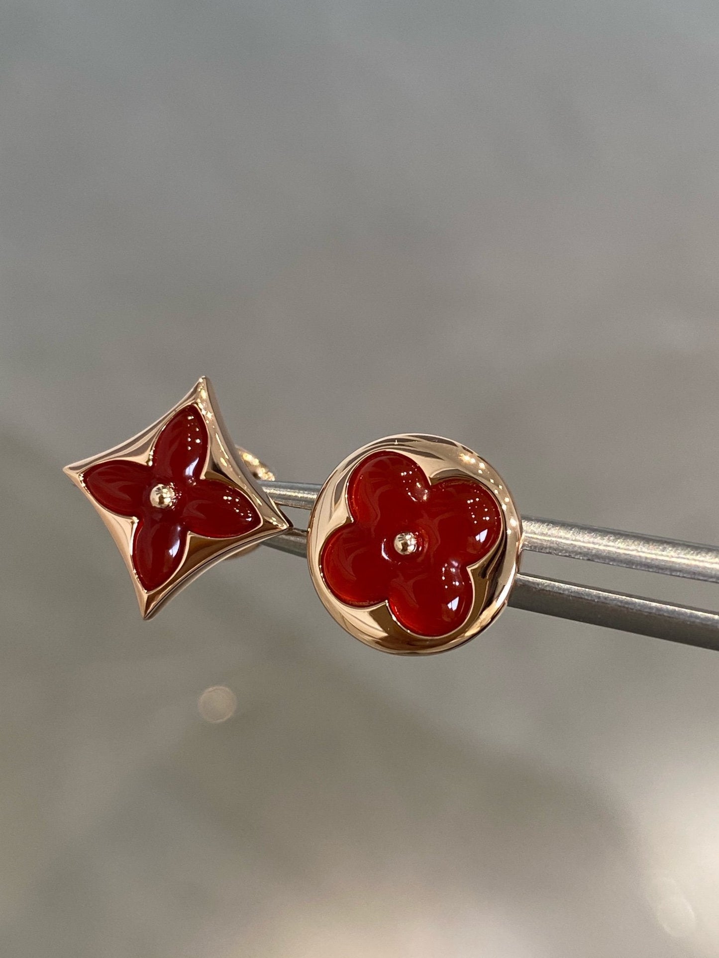 [✨Rose💎]Boucles d'oreilles à tige en or rose et cornaline, étoile et soleil
