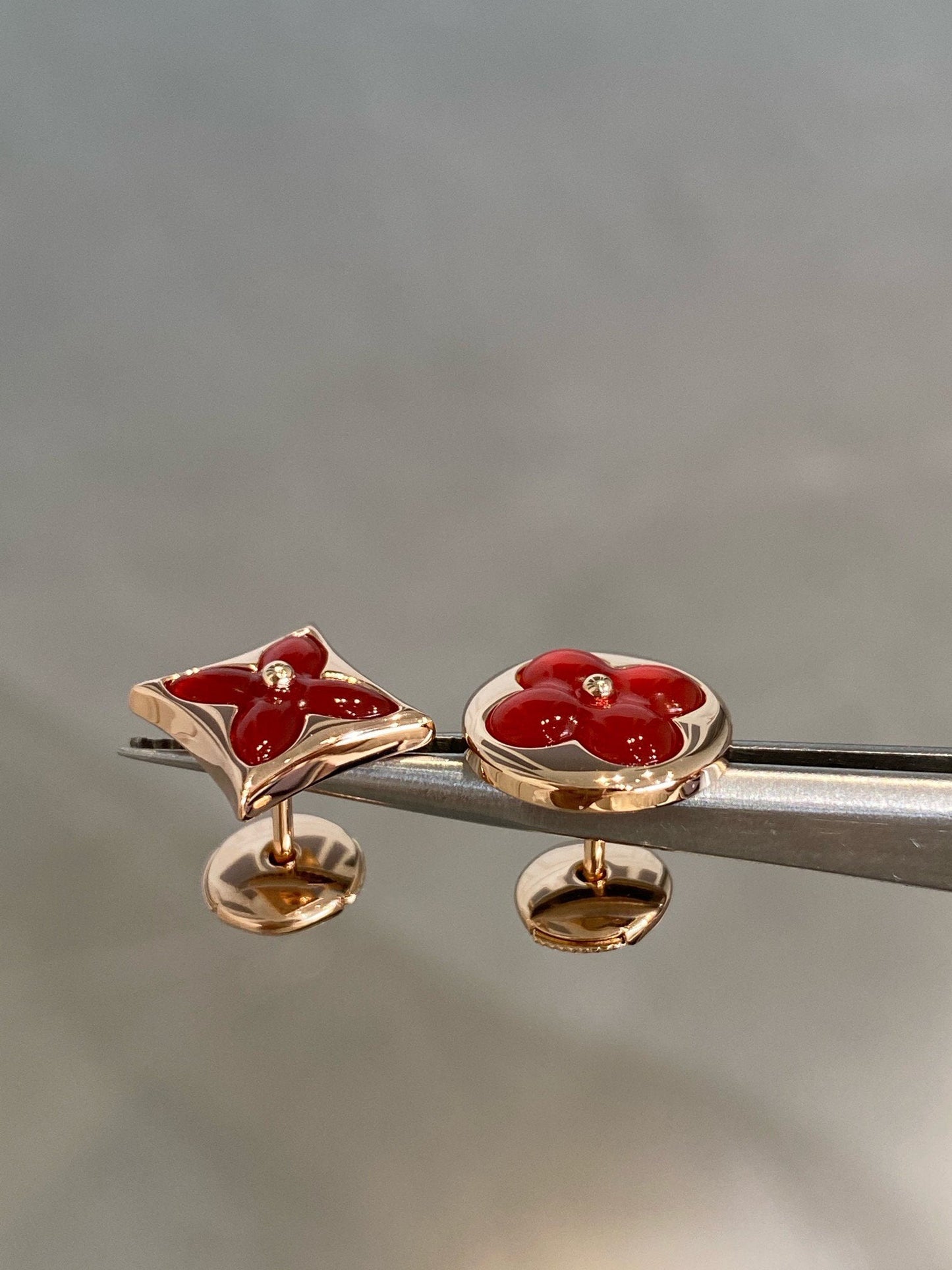 [✨Rose💎]Boucles d'oreilles à tige en or rose et cornaline, étoile et soleil