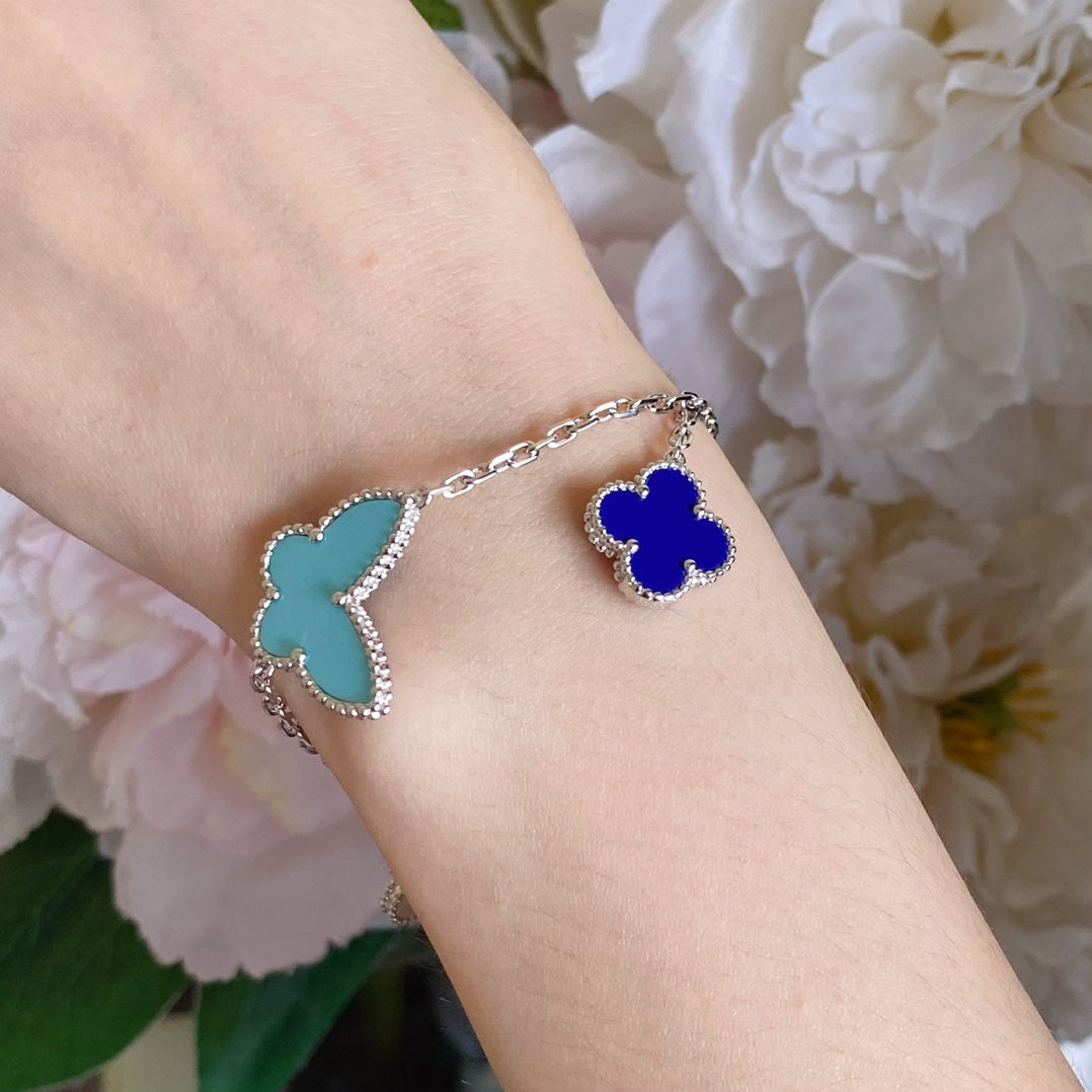 [✨Rose💎]BRACELET PRINTEMPS CHANCEUX EN ARGENT 4 MOTIFS
