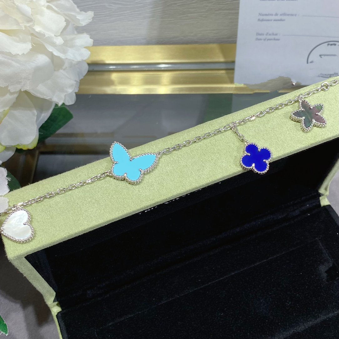 [✨Rose💎]BRACELET PRINTEMPS CHANCEUX EN ARGENT 4 MOTIFS