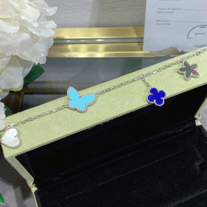 [✨Rose💎]BRACELET PRINTEMPS CHANCEUX EN ARGENT 4 MOTIFS