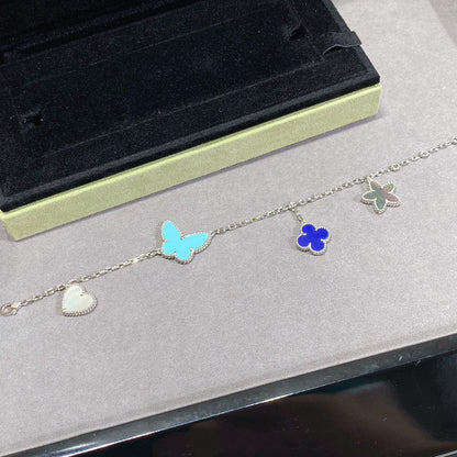 [✨Rose💎]BRACELET PRINTEMPS CHANCEUX EN ARGENT 4 MOTIFS