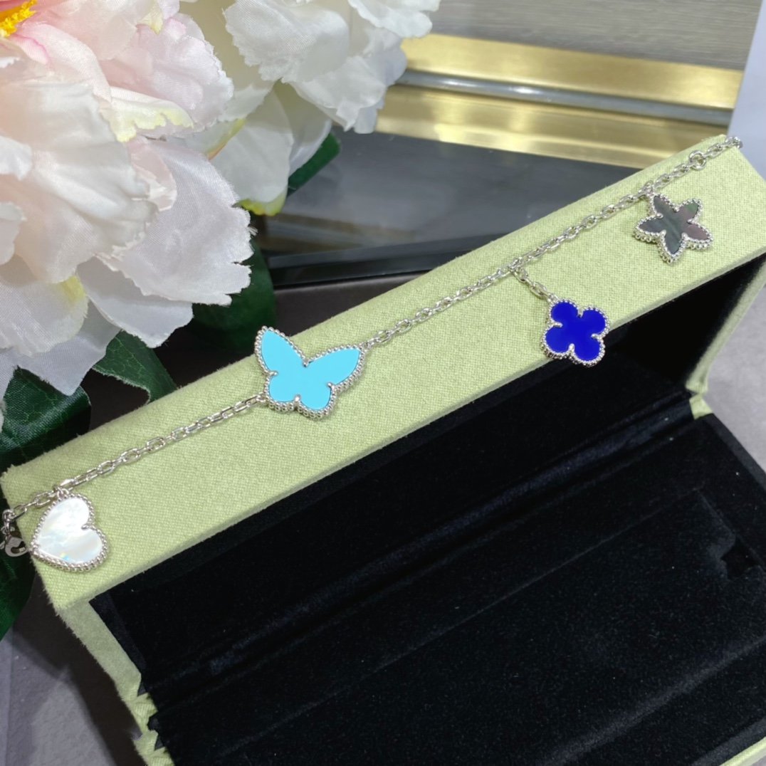 [✨Rose💎]BRACELET PRINTEMPS CHANCEUX EN ARGENT 4 MOTIFS