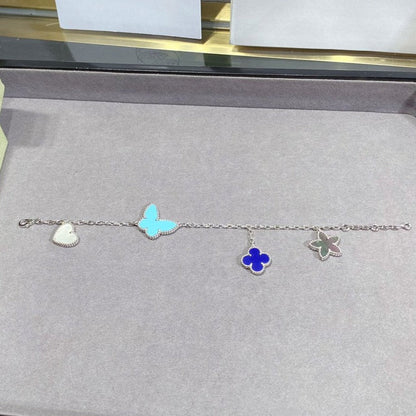 [✨Rose💎]BRACELET PRINTEMPS CHANCEUX EN ARGENT 4 MOTIFS