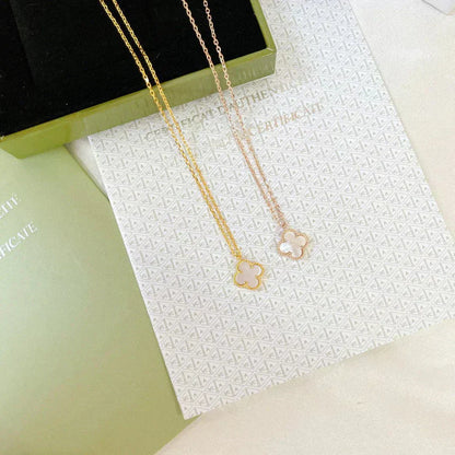[✨Rose💎] COLLIER MINI TRÈFLE EN NACRE BLANCHE 9,5 MM