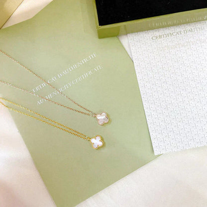 [✨Rose💎] COLLIER MINI TRÈFLE EN NACRE BLANCHE 9,5 MM