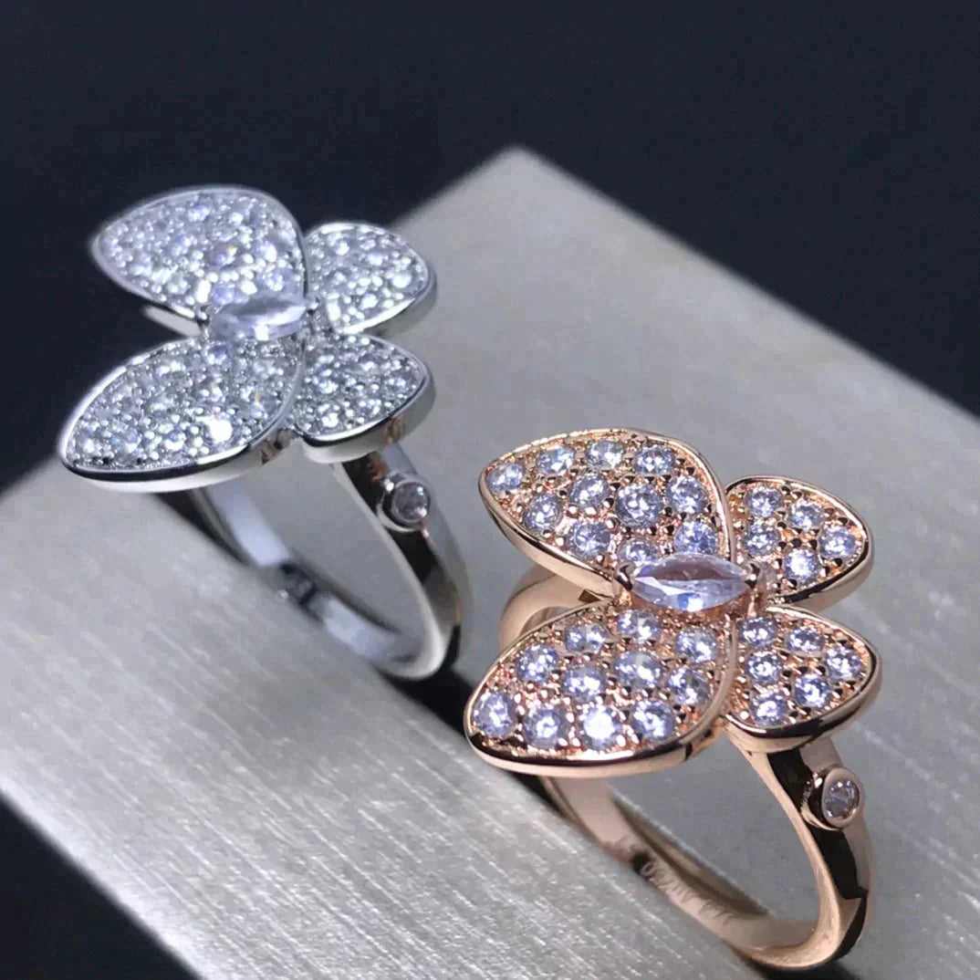 [✨Rose💎]BAGUE PAPILLON EN OR ROSE ET DIAMANT