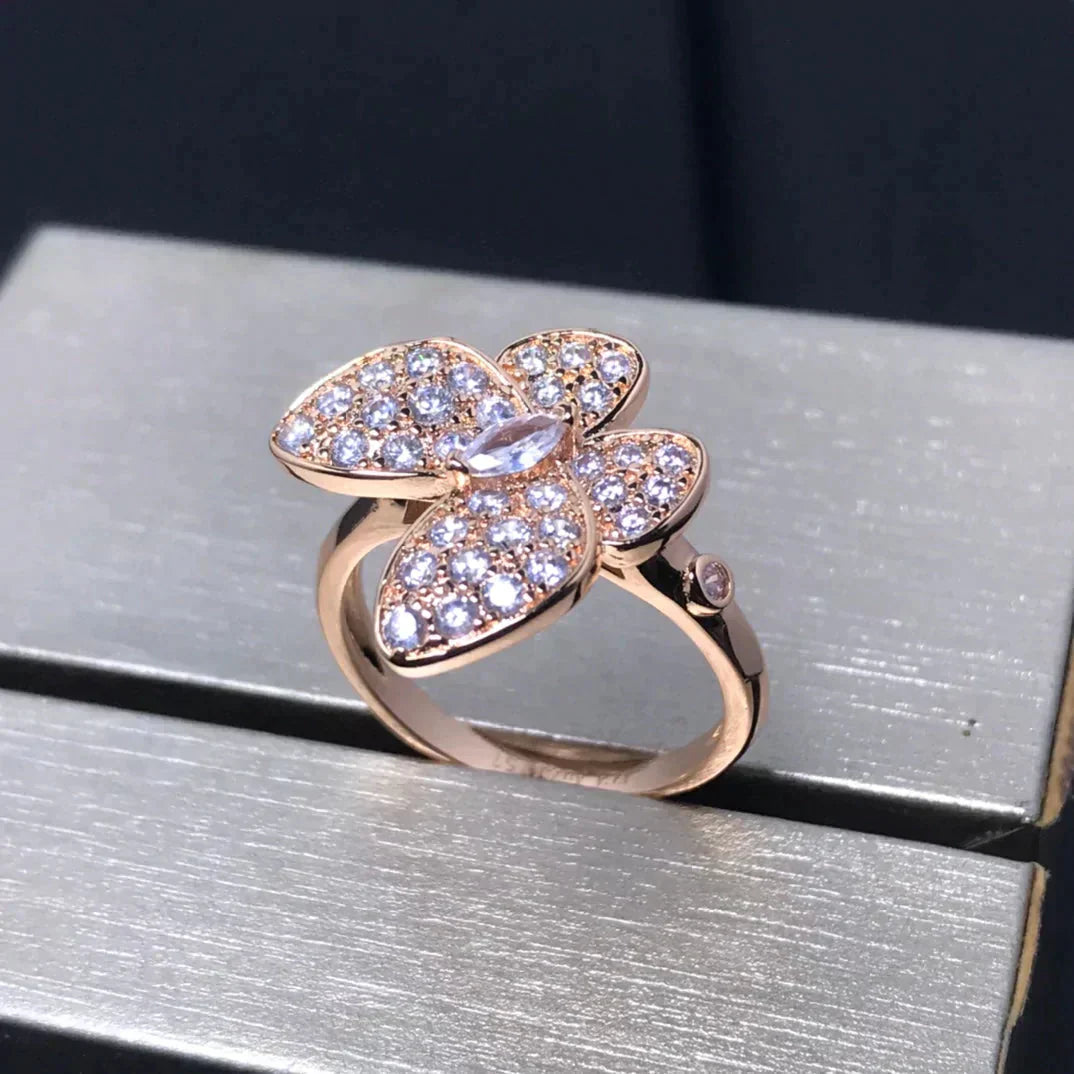 [✨Rose💎]BAGUE PAPILLON EN OR ROSE ET DIAMANT