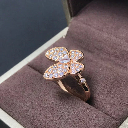 [✨Rose💎]BAGUE PAPILLON EN OR ROSE ET DIAMANT