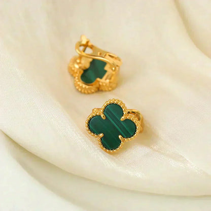 [✨Rose💎] BOUCLES D'OREILLES CLOVER MOYENNES 1 MOTIF MALACHITE