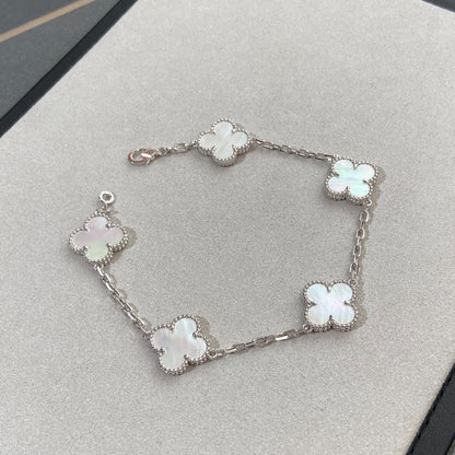 [✨Rose💎]CLOVER WHITE PEARL MOP 5 MOTIF BRACELET COLLECTION