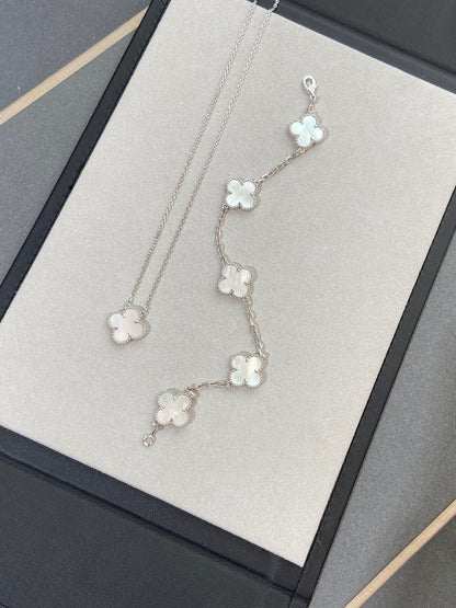 [✨Rose💎]CLOVER WHITE PEARL MOP 5 MOTIF BRACELET COLLECTION
