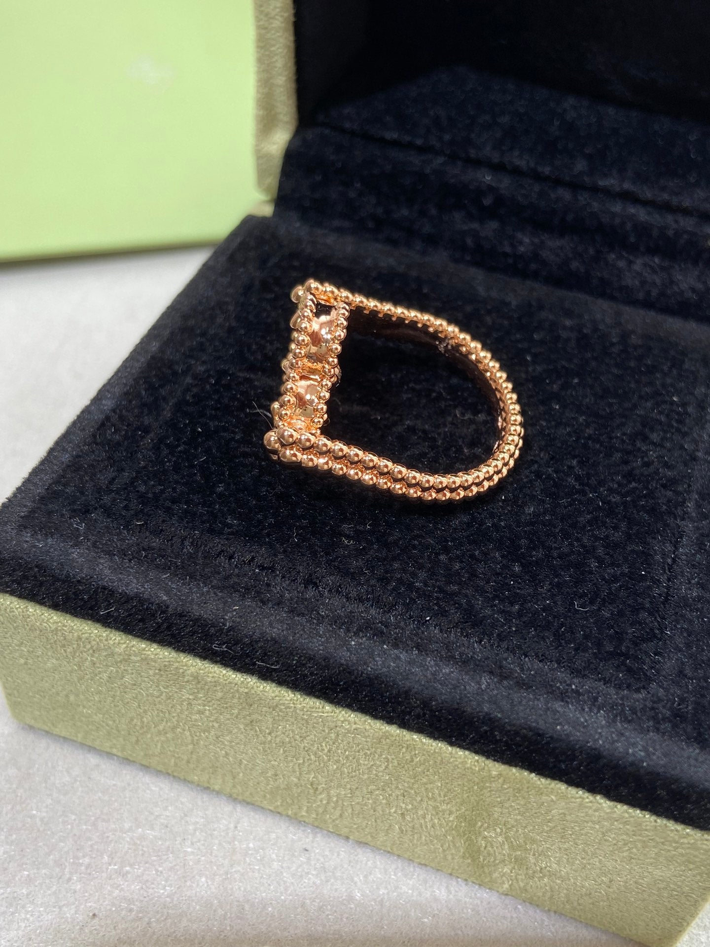 [✨ローズ💎]クローバー リバーシブル ローズゴールド リング