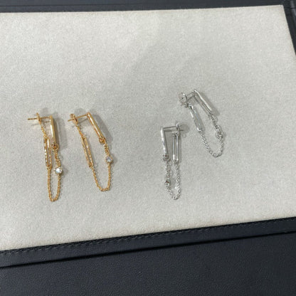 [✨Rose💎] BOUCLES D'OREILLES PENDANTES DIAMANT CHAINE CHAOS