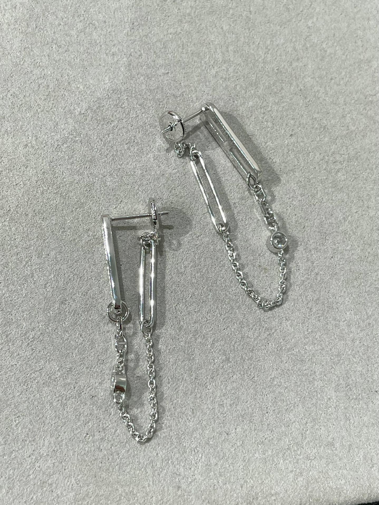 [✨Rose💎] BOUCLES D'OREILLES PENDANTES DIAMANT CHAINE CHAOS