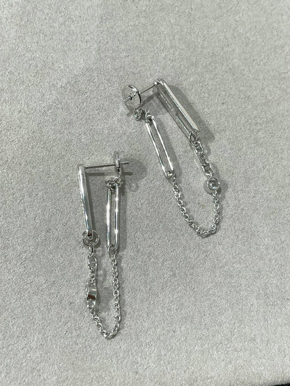 [✨Rose💎] BOUCLES D'OREILLES PENDANTES DIAMANT CHAINE CHAOS