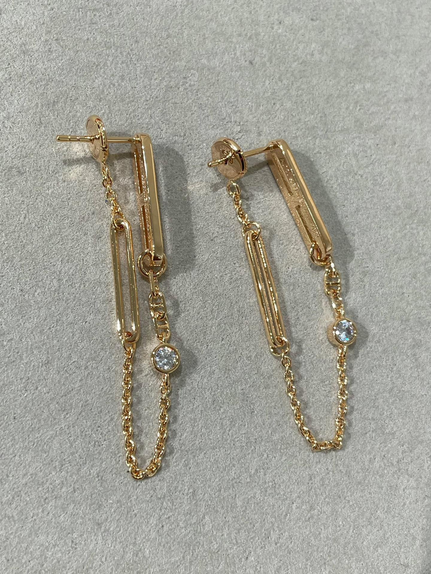 [✨Rose💎] BOUCLES D'OREILLES PENDANTES DIAMANT CHAINE CHAOS