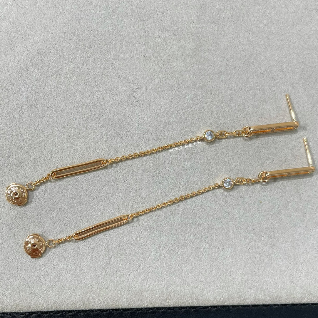 [✨Rose💎] BOUCLES D'OREILLES PENDANTES DIAMANT CHAINE CHAOS
