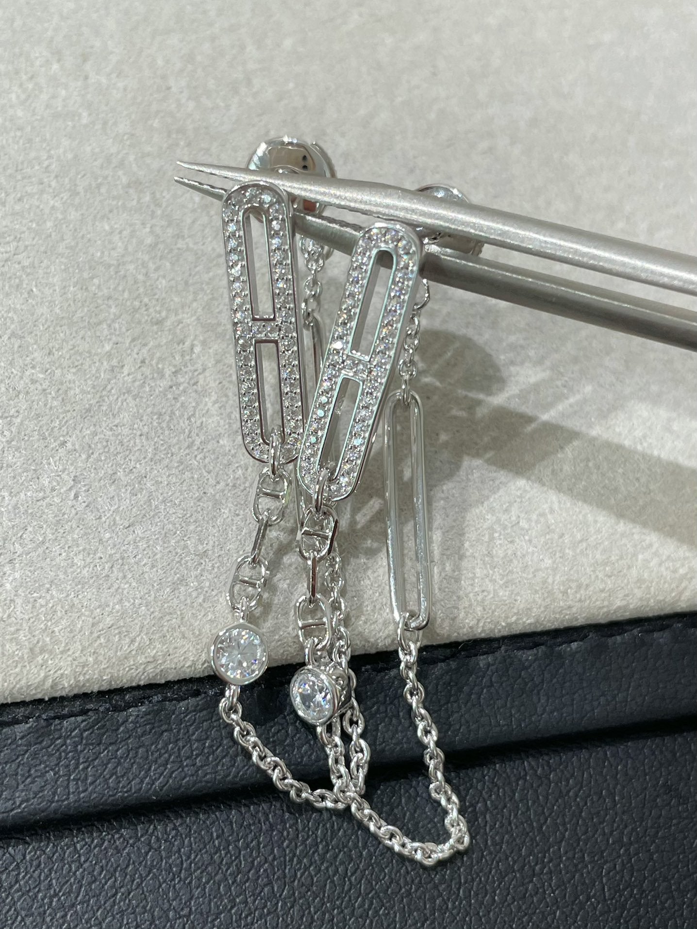 [✨Rose💎] BOUCLES D'OREILLES PENDANTES DIAMANT CHAINE CHAOS