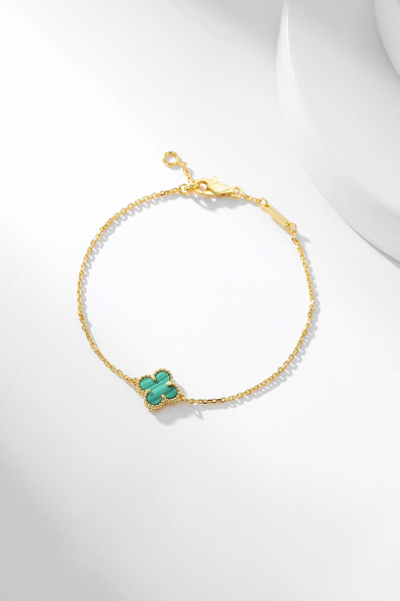 [✨Rose💎]BRACELET TRÈFLE MALACHITE 1 MOTIF