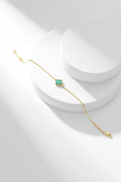 [✨Rose💎]BRACELET TRÈFLE MALACHITE 1 MOTIF