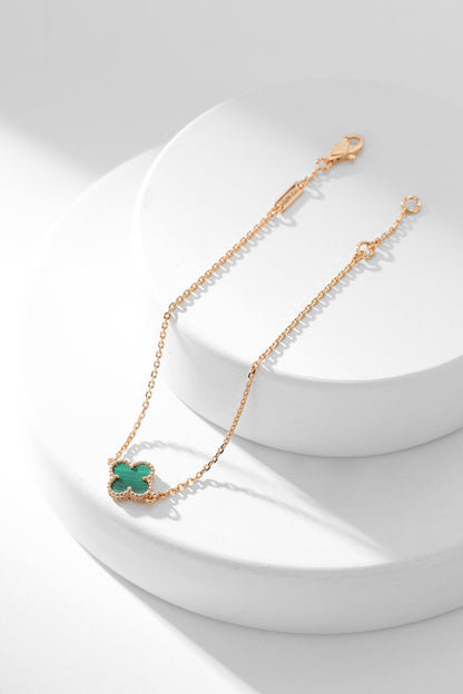 [✨Rose💎]BRACELET TRÈFLE MALACHITE 1 MOTIF