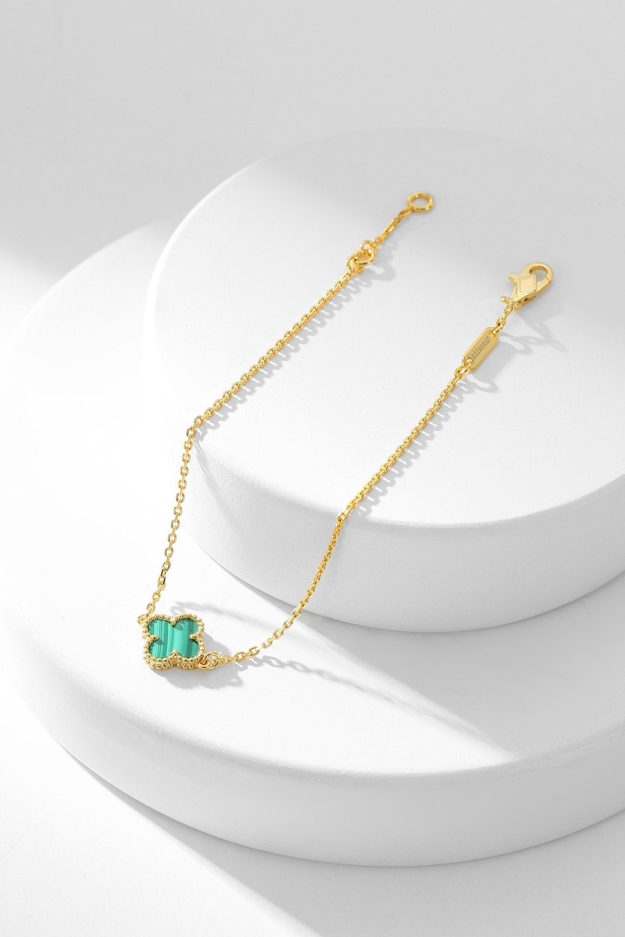 [✨Rose💎]BRACELET TRÈFLE MALACHITE 1 MOTIF