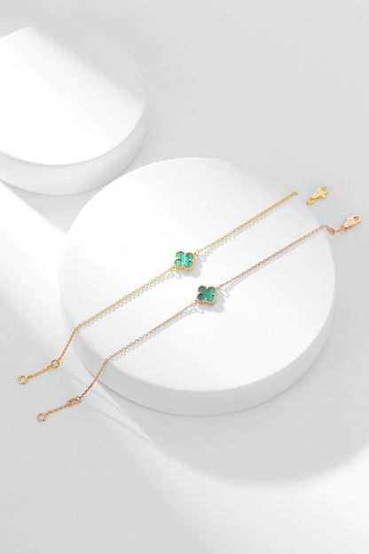 [✨Rose💎]BRACELET TRÈFLE MALACHITE 1 MOTIF