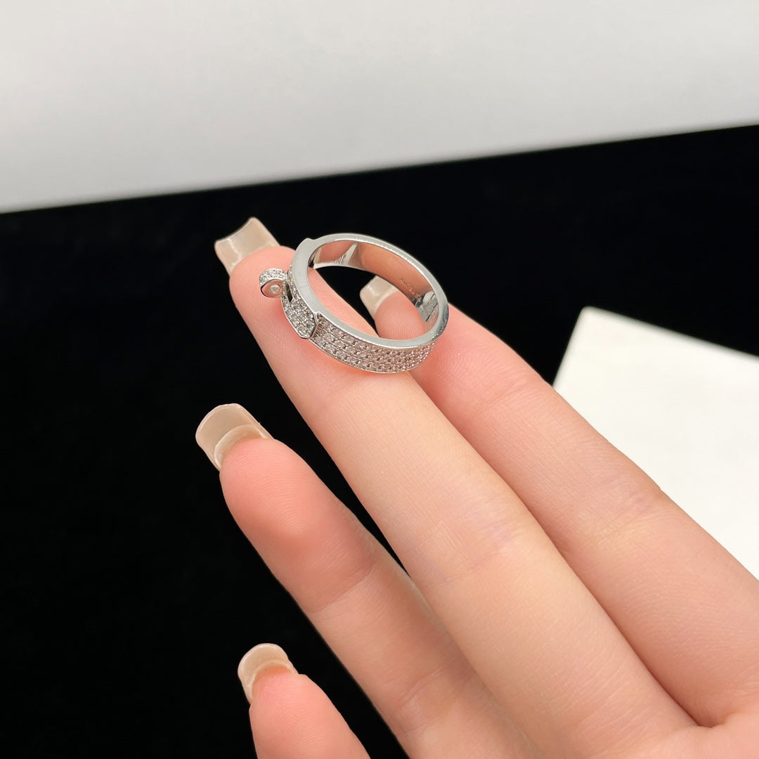 [✨Rose💎]BAGUE KELLY EN ARGENT ET DIAMANT