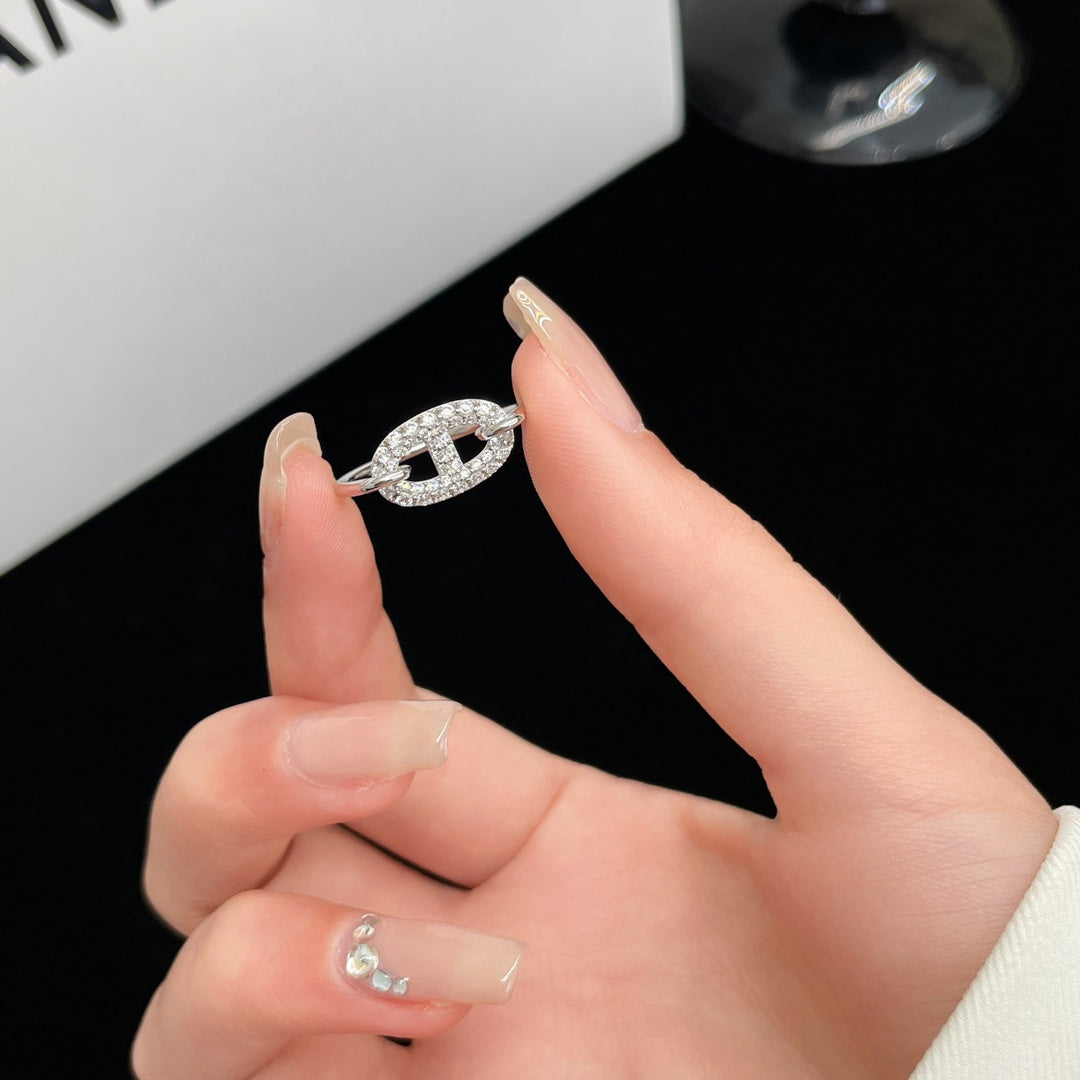 [✨Rose💎]BAGUE RONDE PETITE EN ARGENT ET DIAMANT