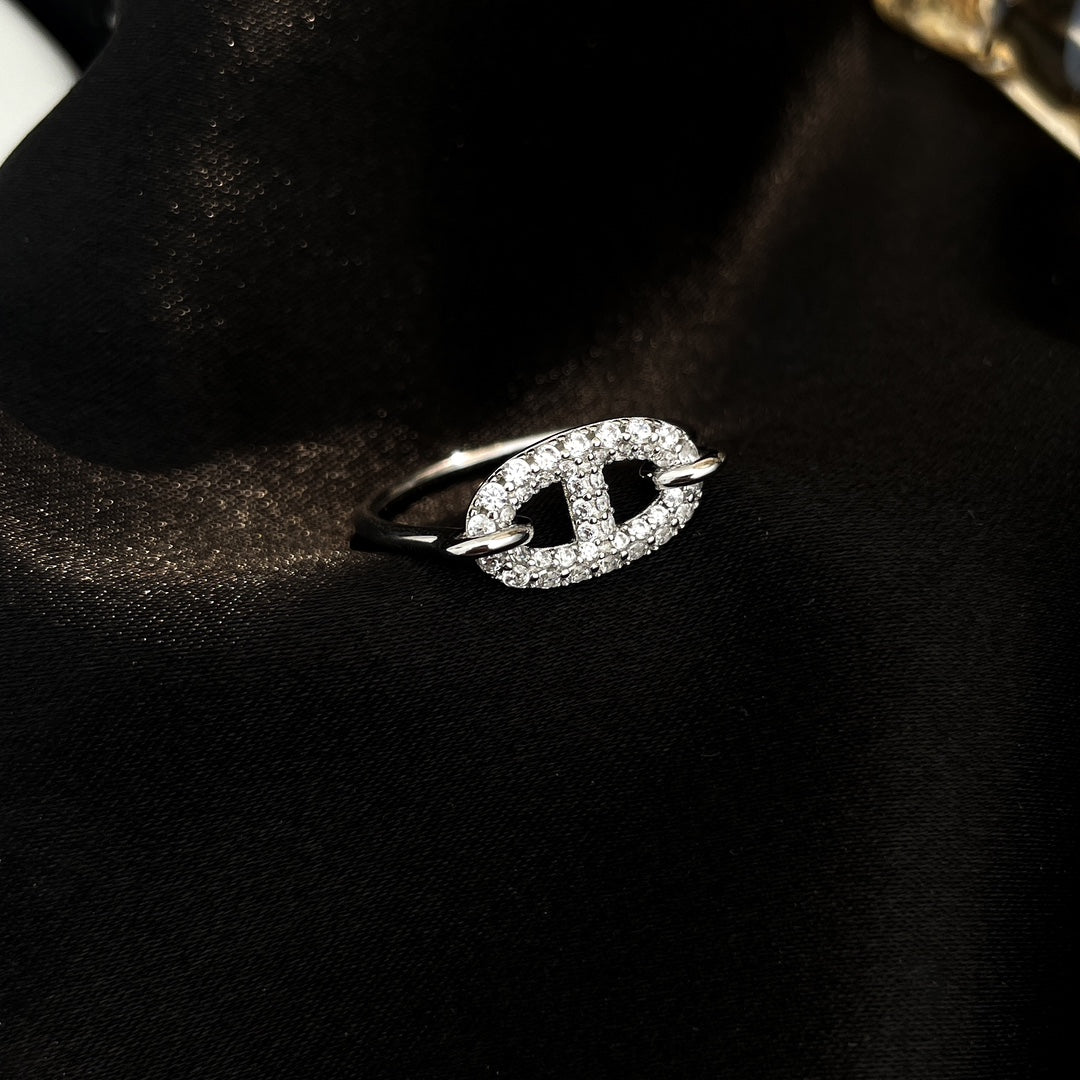 [✨Rose💎]BAGUE RONDE PETITE EN ARGENT ET DIAMANT