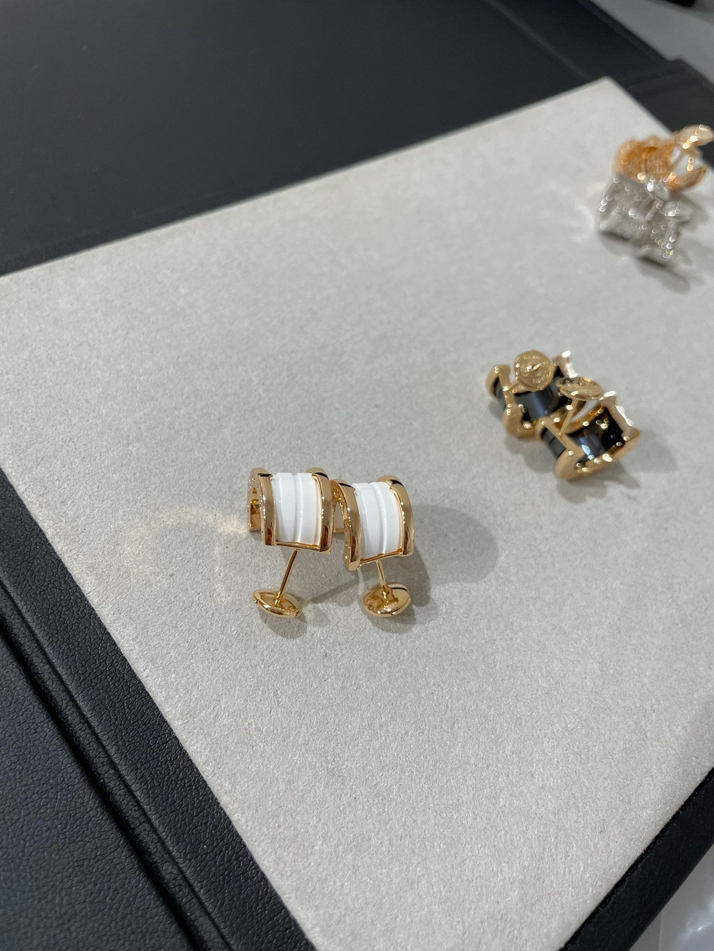 [✨Rose💎]Boucles d'oreilles en céramique or rose ZERO 1