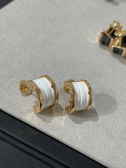 [✨Rose💎]Boucles d'oreilles en céramique or rose ZERO 1