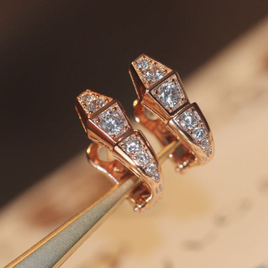 [✨Rose💎]SERPENT PINK GOLD DIAMOND EARRINGS