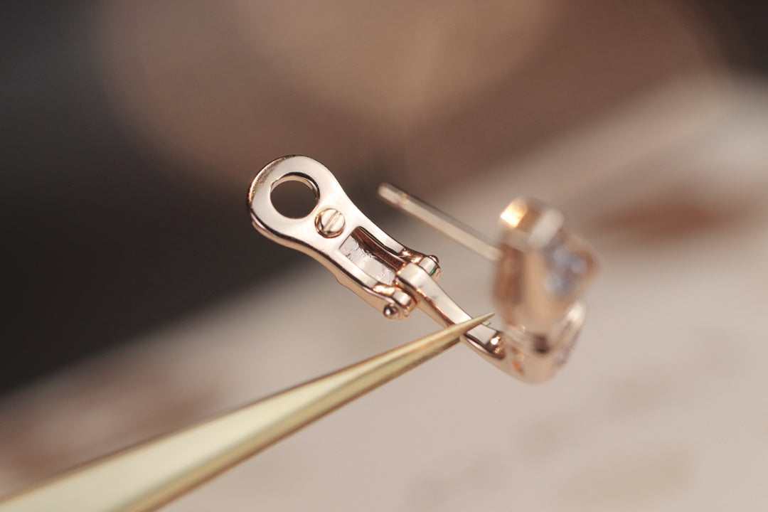 [✨Rose💎]BOUCLES D'OREILLES SERPENT OR ROSE DIAMANT