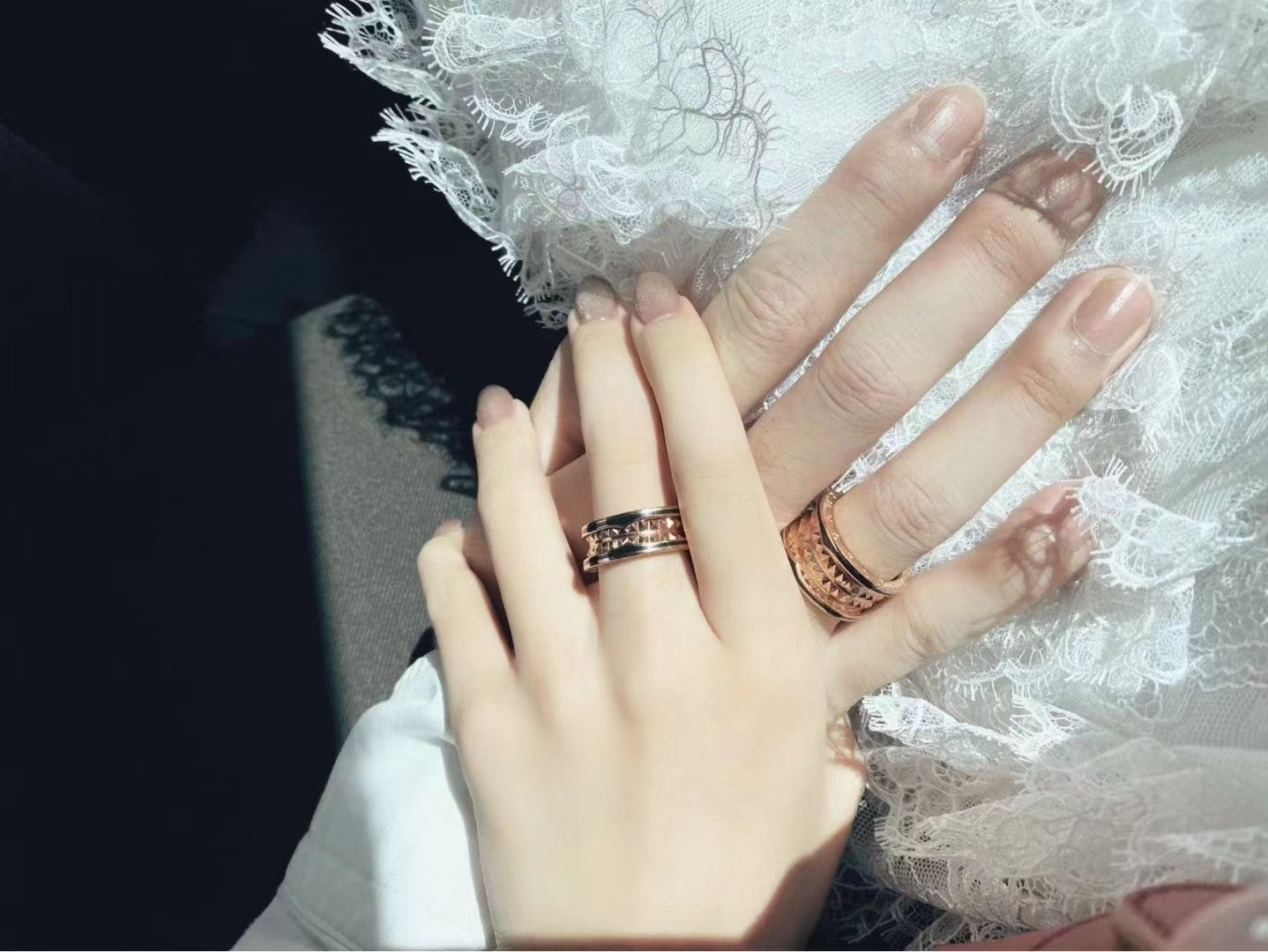 [✨Rose💎]ZERO 1 ROCK CÉRAMIQUE NOIRE OR ROSE GRAND MODÈLE
