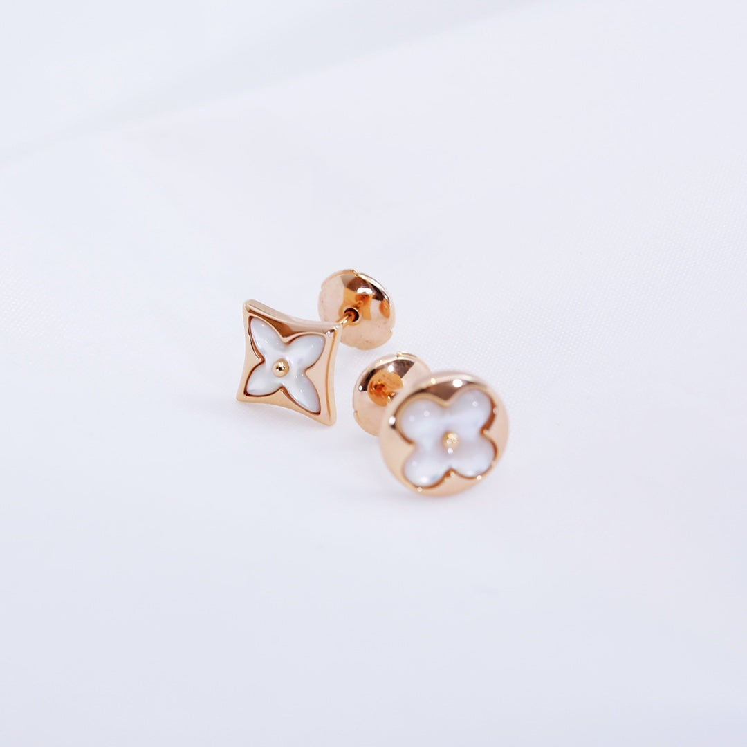 [✨Rose💎]Boucles d'oreilles clous en or rose étoile et soleil