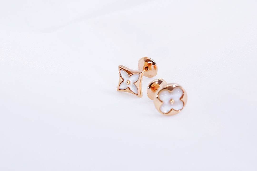 [✨Rose💎]Boucles d'oreilles clous en or rose étoile et soleil
