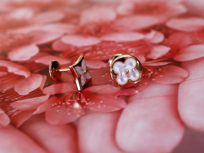 [✨Rose💎]Boucles d'oreilles clous en or rose étoile et soleil