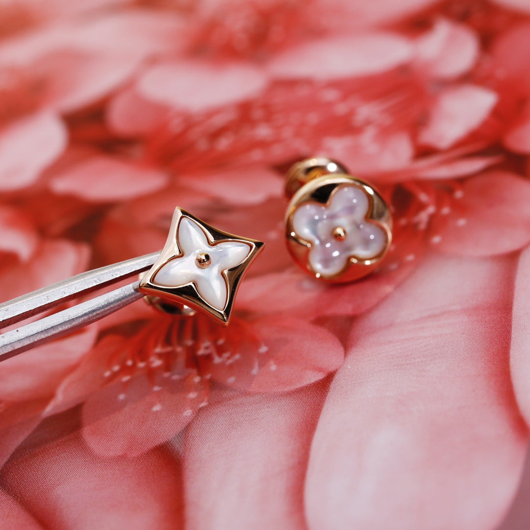 [✨Rose💎]Boucles d'oreilles clous en or rose étoile et soleil