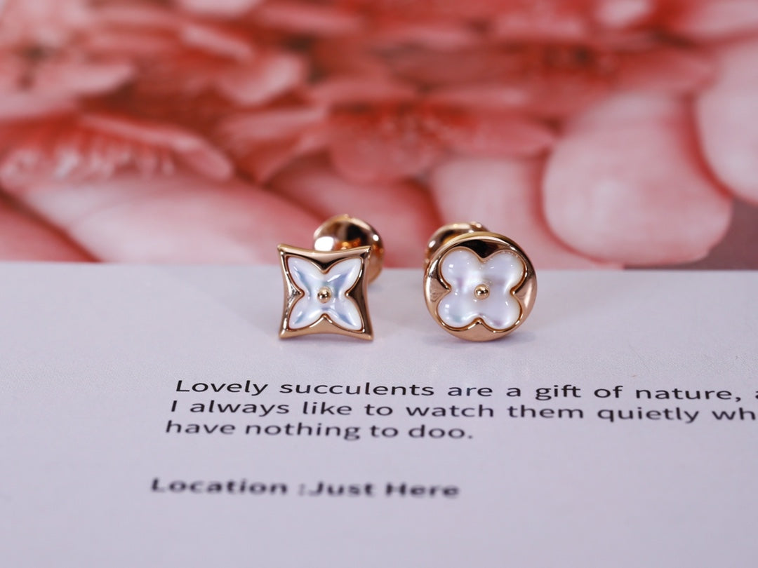 [✨Rose💎]Boucles d'oreilles clous en or rose étoile et soleil