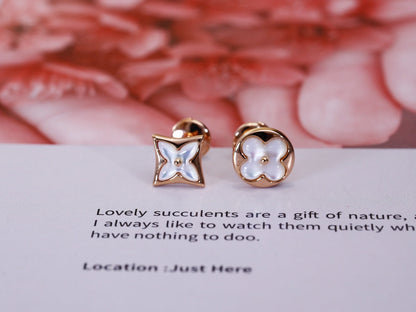 [✨Rose💎]Boucles d'oreilles clous en or rose étoile et soleil