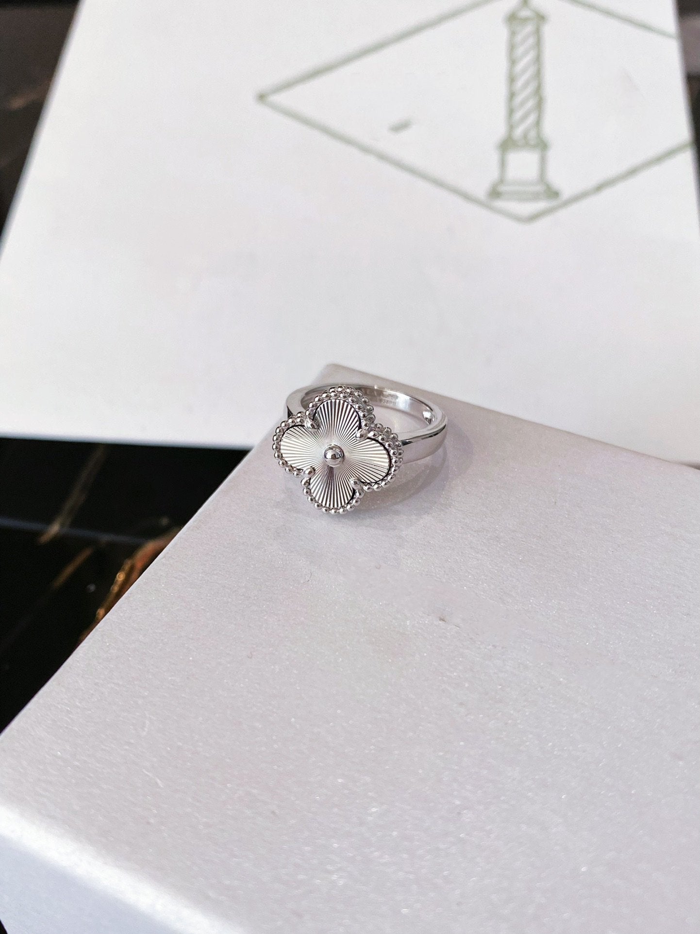 [✨Rose💎]BAGUE EN ARGENT TRÈFLE
