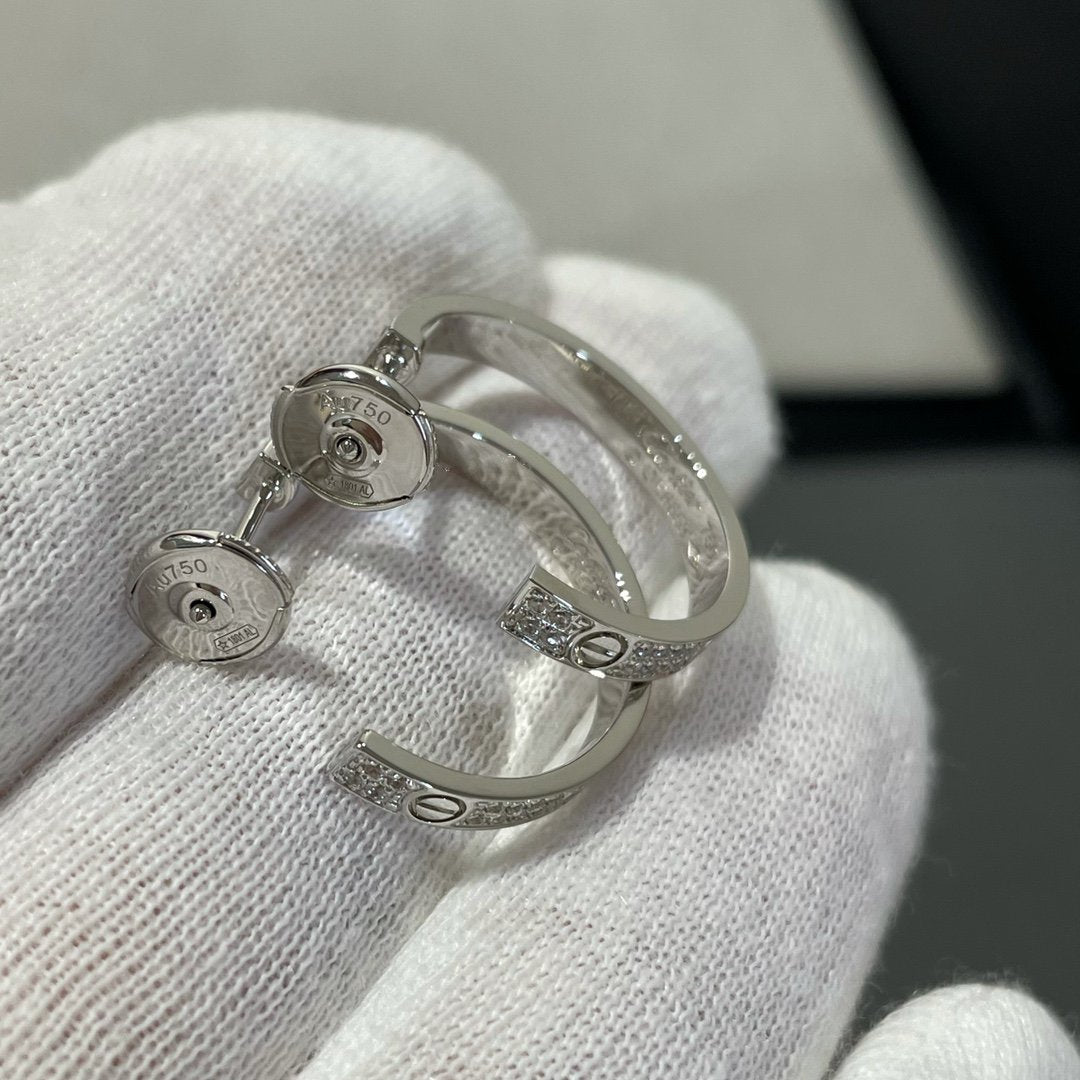 [✨Rose💎]Boucles d'oreilles créoles en argent et diamant Love